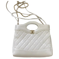 CHANEL Lambskin Chain One Shoulder Handbag Crossbody Bag Mini Women's White