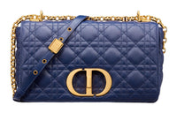 DIOR Caro Wicker Pattern Cow Leather Chain Bag Shoulder Bag Crossbody Bag Medium Size Women's Royal Blue