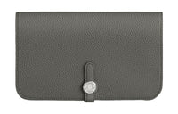 HERMES Dogon Duo Togo Calfskin Wallet Regular Unisex Gray