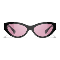 CHANEL Resin Rhinestone Cat Eye Sunglasses Unisex Black