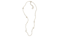 CHANEL Metal Artificial Pearl Rhinestone Necklaces Women's Gold