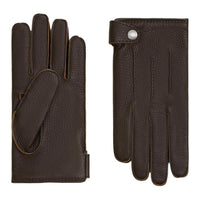 HERMES Deerskin Cashmere Palladium Metal Gloves Unisex Brown