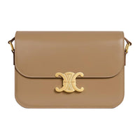 CELINE Triomphe Cow Leather Shoulder Bag Women's Smoky Brown