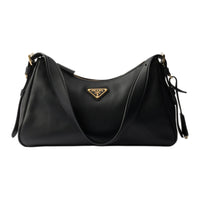 PRADA Leather Handbag Shoulder Bag Medium Size Women's Black