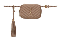 SAINT LAURENT LOU Quilting Leather Camera Bag Fanny Pack Women's Dark Beige