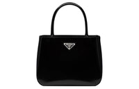 PRADA Shiny Leather Handbag Shoulder Bag Women's Black
