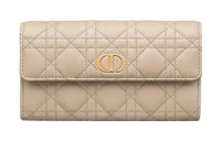 DIOR Caro Soft Calfskin Card Holder, Wallet Regular Women's Sand