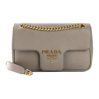 PRADA Saffiano Cow Leather Crossbody Bag Shoulder Bag Women's Gray