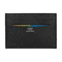 HERMES Citizen Twill Epsom Calfskin Card Holder Wallet Women's Black