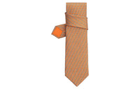 HERMES Ties Men Orange/Sky Blue