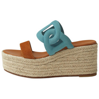 HERMES Chypre Slide Slippers 8.5cm Women's Blue