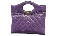 CHANEL Calfskin One Shoulder Handbag Mini Women's Purple