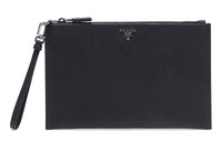 PRADA Cow Leather Clutch Regular Men's Black