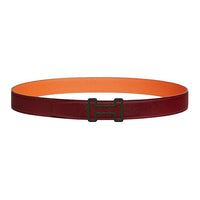 HERMES Calfskin Leather Belts Unisex Burgundy Width: 3.2CM