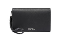PRADA Cow Leather Clutch Women's Black