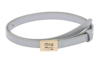 MIU MIU Soft Comfortable Versatile Smooth Buckle Belt Women's Light Blue Width 1.2cm