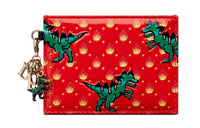 DIOR Lady Dior Cow Leather Card Clip Card Holder Women's Orange