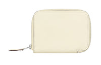 HERMES Cow Leather Wallet Mini Women's Gray White