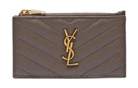 SAINT LAURENT CASSANDRE Grained Embossed Cow Leather Card Holder Regular Women's Brown