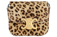 CELINE Velour Shoulder Bag Crossbody Bag Mini Women's Leopard