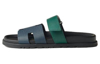 HERMES Chypre Slide Slippers Men's Blue Green