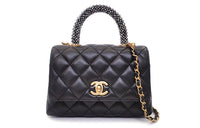 CHANEL COCO Handle Sheepskin Shoulder Bag Crossbody Bag Handbag Mini Women's Black