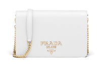 PRADA Saffiano Leather Shoulder Bag, Crossbody Bag, Handbag Mini Women's White