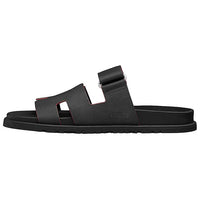 HERMES Chypre Slide Slippers Low Heel Men's Black