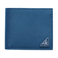 PRADA Saffiano Calfskin Wallet Men's Blue