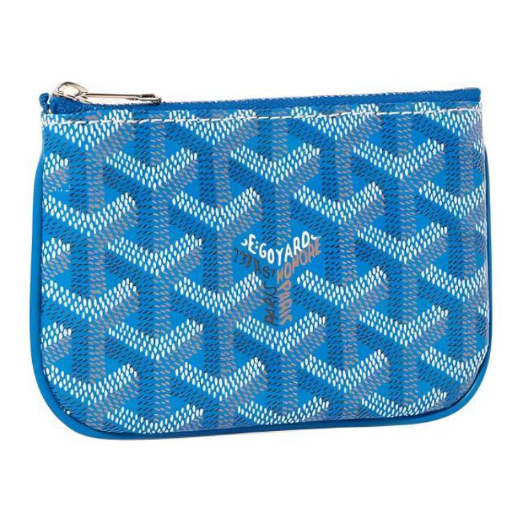 GOYARD Canvas With Calfskin Key Pouch Nano Unisex Blue