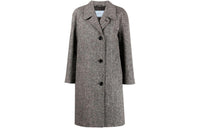 PRADA Donegal Single Breasted Tweed Coat 'Grey'