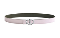 HERMES Maillon Bubble Double-Sided Oval Cut-Out Decoration Leather Belts Women's Pink Width: 2.4cm