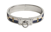 HERMES Enamel Palladium-Plated Bangles Women's Silver
