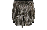 SAINT LAURENT Pre Owned 1980s Metallic Tie waist Blouse