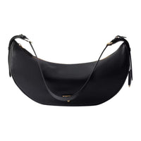 PRADA Leather Demi Lune Shoulder Bag Tubas Women's Black