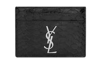 SAINT LAURENT CASSANDRE Python Skin Card Holder Regular Women's Black