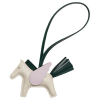 HERMES Sheepskin Pendants Unisex Chalk White/Fir Green/Light Purple