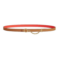 HERMES Calfskin Leather Belts Women's Natural Black Mink Width 1.3cm