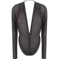 SAINT LAURENT Belted V Neck Long Sleeved Jumpsuit
