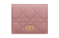 DIOR Caro Calfskin Wallet Mini Women's Dark Pink