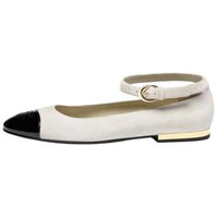 CHANEL 24K Flat Mary Jane Shoes Women's White