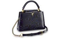 LOUIS VUITTON Capucines Python Skin Shoulder Bag Crossbody Bag Handbag Small Size Women's Dark Blue