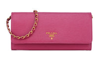 PRADA Cow Leather Wallet, Crossbody Bag, Shoulder Bag Women's Pink