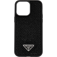PRADA Leather+Crystal Material Fashion Phone Cases Compatible With IPhone 14 Pro Max Quiet Luxury
