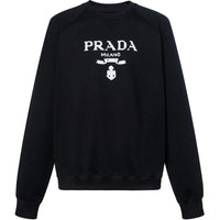 PRADA Printed Cotton Fleece Crewneck Sweatshirt