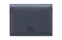DIOR Grained Calfskin Business Card Holder Zero Wallet Card Holder Men's Navy