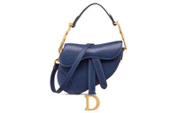 DIOR Saddle Goatskin Saddle Bag Shoulder Bag Crossbody Bag Handbag Mini Women's Blue