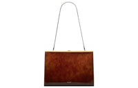 SAINT LAURENT Calfskin Handbag Shoulder Bag Women's Dark Coffee Color
