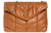 SAINT LAURENT PUFFER Lambskin Crossbody Bag Shoulder Bag Women's Brown