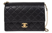 CHANEL Cow Leather Envelope Bag Shoulder Bag Crossbody Bag Women's Black